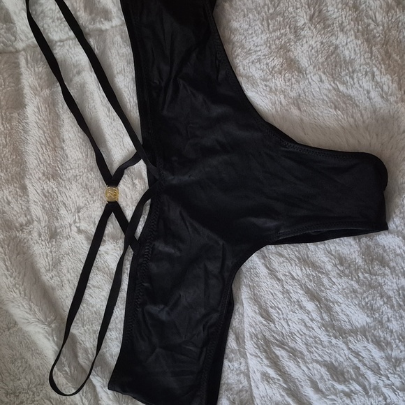 Black Strappy CHEEKY Bikini Bottom - Picture 1 of 5